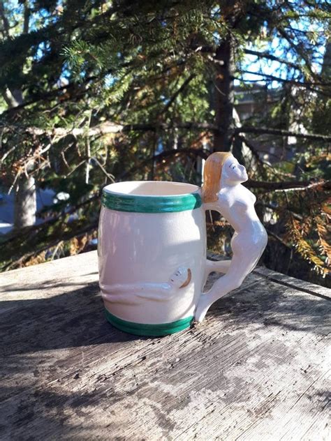 Nude Woman Pottery Mug Figural Handle Vintage S Etsy