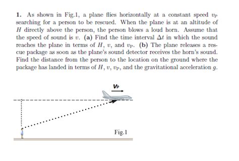 Solved As Shown In Fig A Plane Flies Horizontally At A Chegg