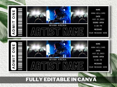 Editable Concert Ticket Template Printable Music Event - Etsy