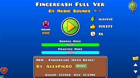 Geometry Dash Fingerdash Full Ver By Music Sounds Youtube