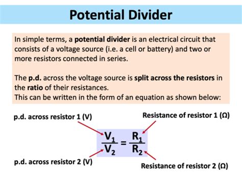 The Potential Divider A Level Physics Teaching Resources