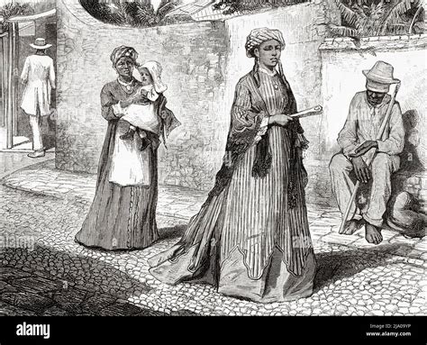 Haitian woman dressed in typical and elegant clothes of high society ...