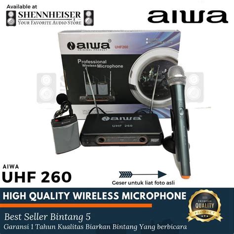 Mic AIWA UHF 260 Kombinasi Handle Clip On Wireless Microphone