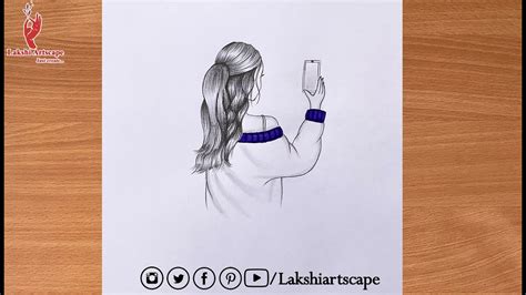 How To Draw A Girl Taking Selfie Girl Drawing Easy Step By Step