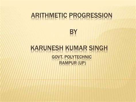 Arithmetic Progression Ppt