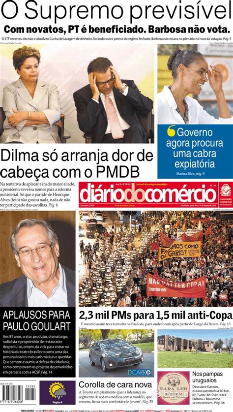 Capa Diário do Comércio de 2014 03 14