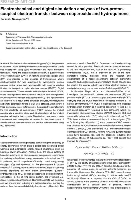 Electrochemical And Digital Simulation Analyses Of Two Proton Coupled Electron Transfer Between