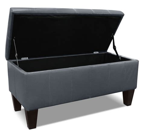 Jackson Faux Leather Storage Ottoman Grey The Brick