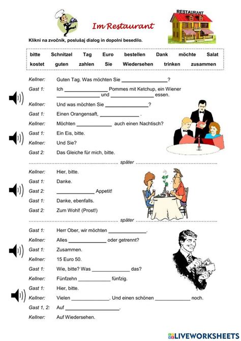 Im Restaurant Interactive Exercise For Grade 6 You Can Do The