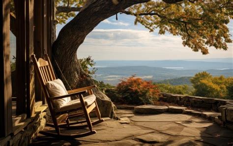 Premium Photo Classic Rocking Chair Overlooking Front Porch