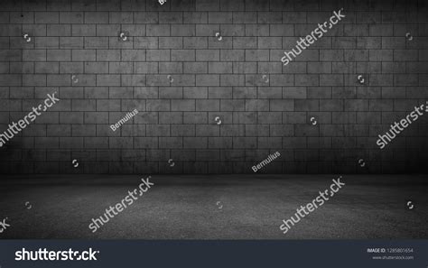 Dark Floor Concrete Brick Wall Background Stock Photo 1285801654 ...