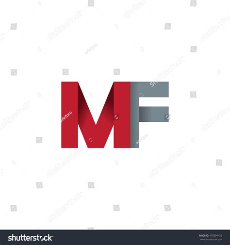 Initial Letters MF Overlapping Fold Logo Red Royalty Free Stock