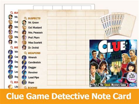 Cluedo Clue The Classic Mystery Boardgame Detective Notes Card Etsy