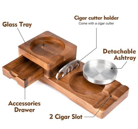 Personalized Whiskey And Cigar Tray Glass Holder Ashtray Etsy