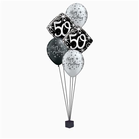 50th Birthday Flowers and Balloons Elegant 50th Birthday Balloon ...