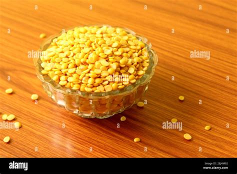 Split Pigeon Peas Arhar Dal Organic Toor Dal In Bowl Stock Photo