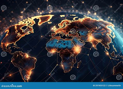 Abstract Representation Of Interconnected Global Network Nodes Stock