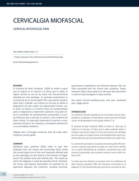 Pdf Cervicalgia Miofascial