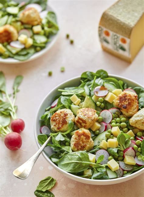 Salade Printanière Boulettes de poulet au Comté Comté