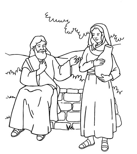 Samaritan Woman at Well Coloring Pages for Children’s Lesson - Coloring ...