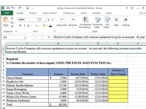 Solved Aging Of Accounts Receivable Method Excel FILE Chegg