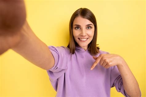 Premium Photo Woman Taking Selfie Point Of View Of Photo Pointing