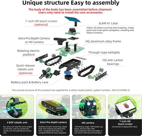 Buy Yahboom Raspberry Pi B Ai Robot Ros Tank Kit Transbot With