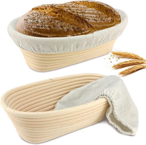 Amazon Banneton Bread Proofing Basket Set Of 2 10 Inch Oval Dough