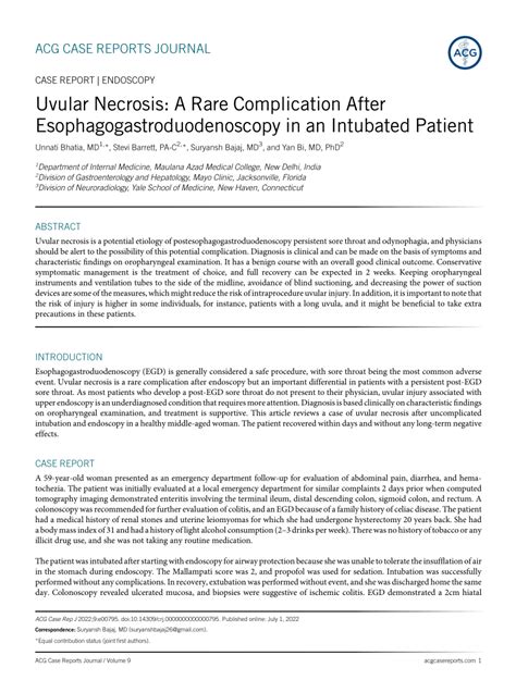 Pdf Uvular Necrosis A Rare Complication After