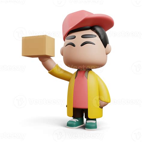 Delivery Man Holding A Box 3d Rendering 14529743 Png