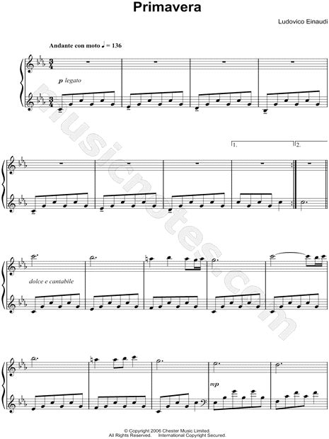 Ludovico Einaudi Primavera Sheet Music Piano Solo In Eb Major Download And Print Sku