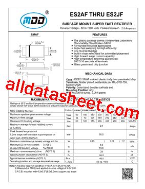 ES2DF Datasheet PDF Microdiode Electronics Jiangsu Co Ltd