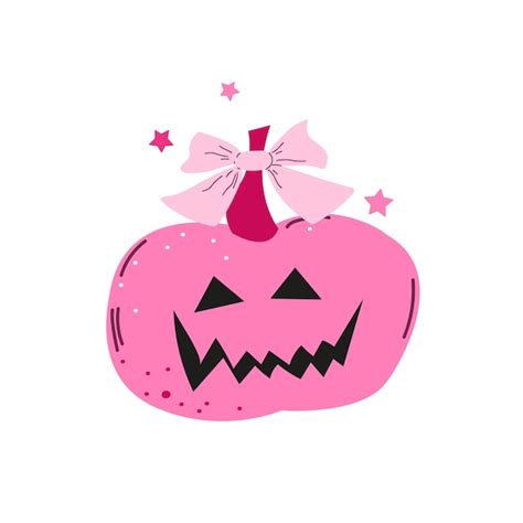 Premium Vector Halloween Pumpkin Cute Pink Pumpkin With A Bow Icon Isolated On White