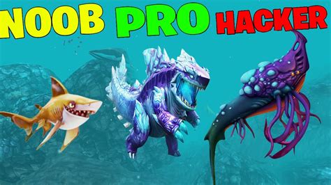 Noob Vs Pro Vs Hacker Hungry Shark World All 35 Sharks Unlocked Shin Sharkjira Godzilla