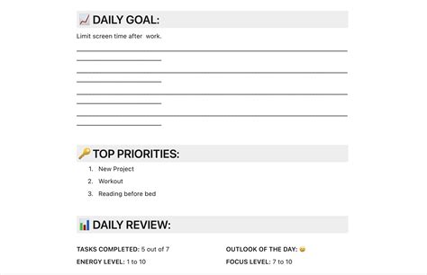 Daily Review Template - FuseBase (Formerly Nimbus)