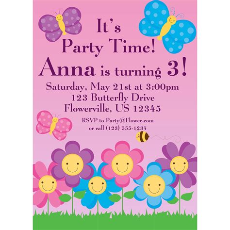 Butterfly Invitation Pink and Purple Polka Dot Butterflies