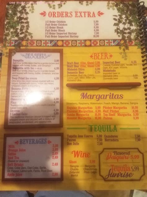 Menu at Jalisco Mexican Restaurant, Abbeville