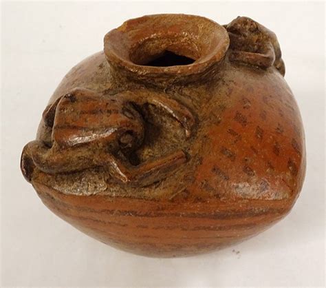 Proantic Vase Pr Colombien Colima Mexique Grenouilles Terre Cuite Am