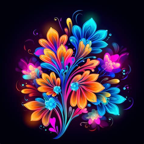 Premium AI Image | neon flowers background