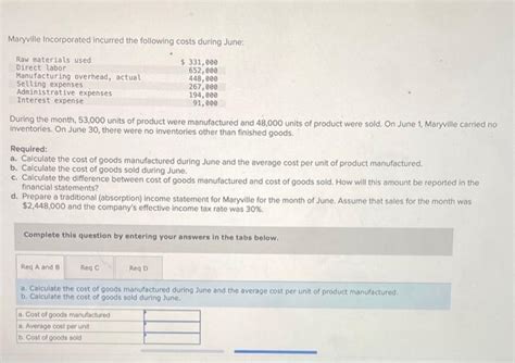 Solved Maryville Incorporated Incurred The Following Costs Chegg