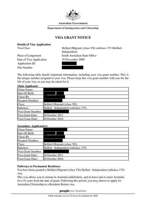 Visa Grant Notice Pdf Docdroid