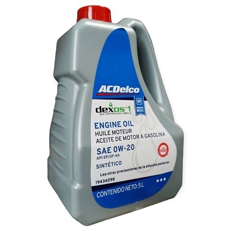 Aceite 0w20 Multigrado Sintetico Dexos1 Gen3 5L Caja 4 Piezas ACDELCO