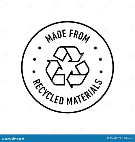 Made With 100 Recycled Materials Vector Icon Logo Badge Stock Vector