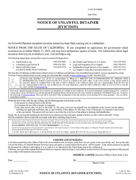 Fillable Online Notice Of Unlawful Detainer Free Legal Forms Fax Email Print Pdffiller