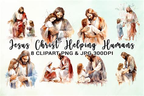 Jesus Christ Helping Humans Clipart Illustration Par Venime Creative