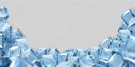 Ice Cube Background Realistic Transparent Freeze Water Blocks D