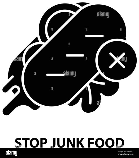 Stop Junk Food Icon Black Vector Sign With Editable Strokes Concept