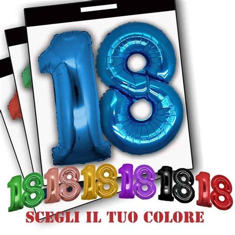 Palloncino 18 Numerone Sgonfio Cm 100 Colori Assortiti