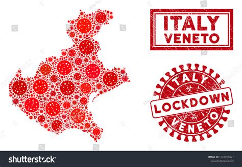 Covid Virus Mosaic Veneto Region Map Stock Vector Royalty Free