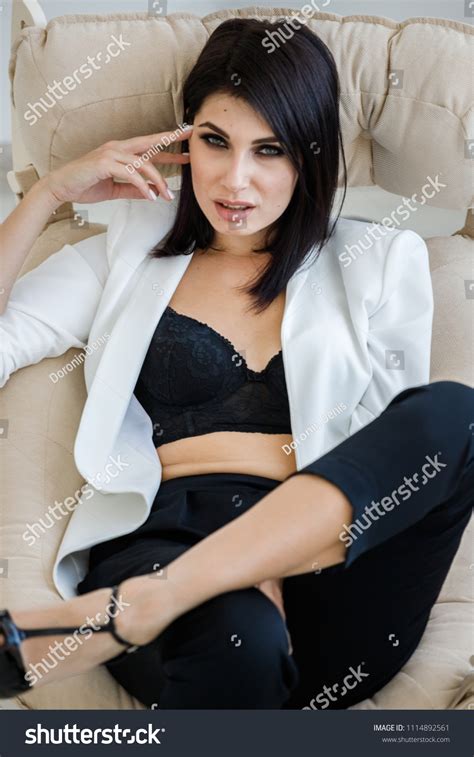 Beautiful Brunette Girl Sexy Business Suit Stock Photo 1114892561 Shutterstock